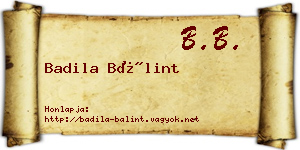 Badila Bálint névjegykártya